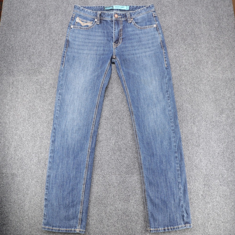 Rock & Roll Denim Revolver Mens Slim Fit Straight Boot Jeans Blue 32x34